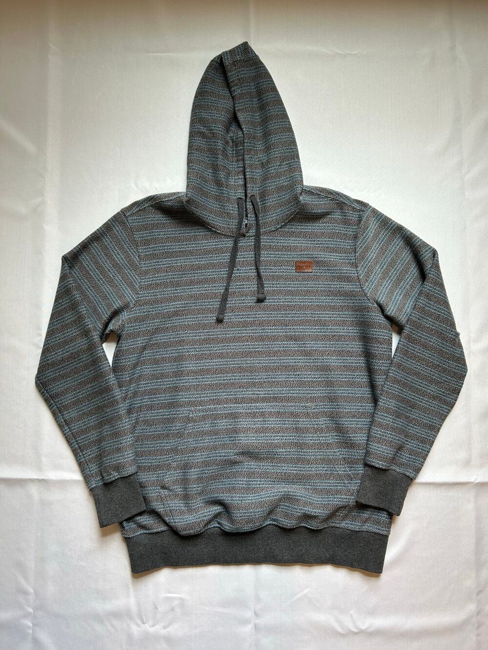 O'Neill Youth Pullover Hoodie Grey Blue Striped Small